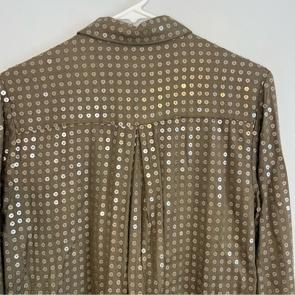 Anthropologies Maeve Womens Button Up Shirt Sequins Rayon Green Sz S Relaxed Fit - Picture 13 of 13